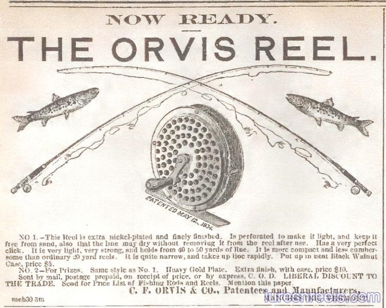 Vintage Parchment Orvis 1874 Fly Fishing Reel Patent Poster Wall