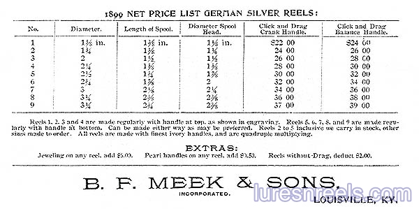B F Meek and Sons Reel Catalog