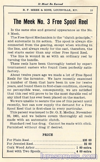 B F Meek and Sons Free Spool 1 